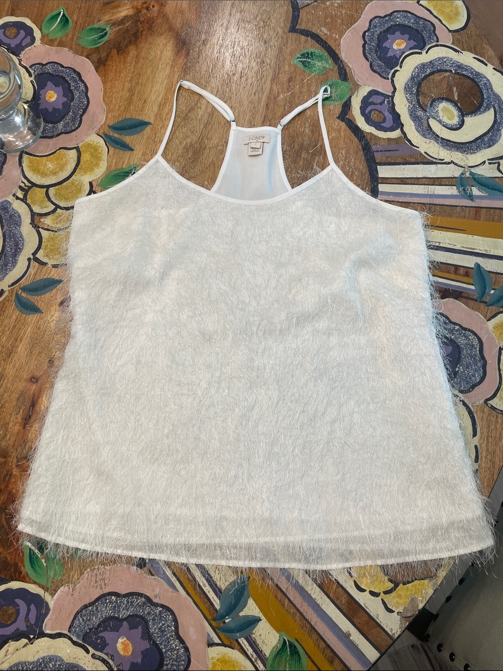 JCREW White Fuzzy Racerback Camisole